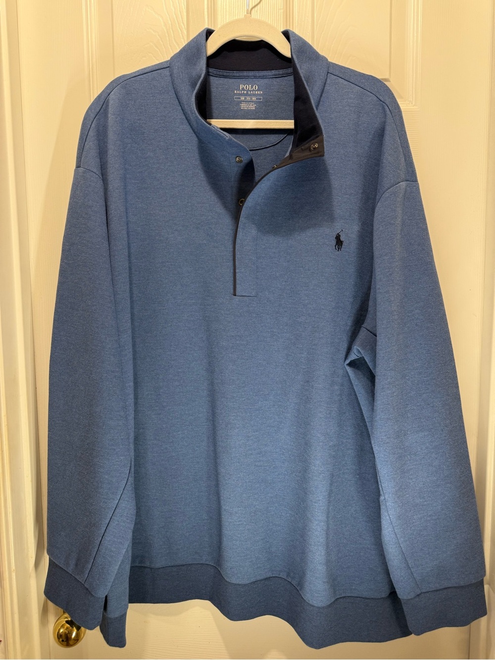 Polo Ralph Lauren Men’s 3XB Blue Snap Mock Neck Pullover Big & Tall - Picture 3 of 4